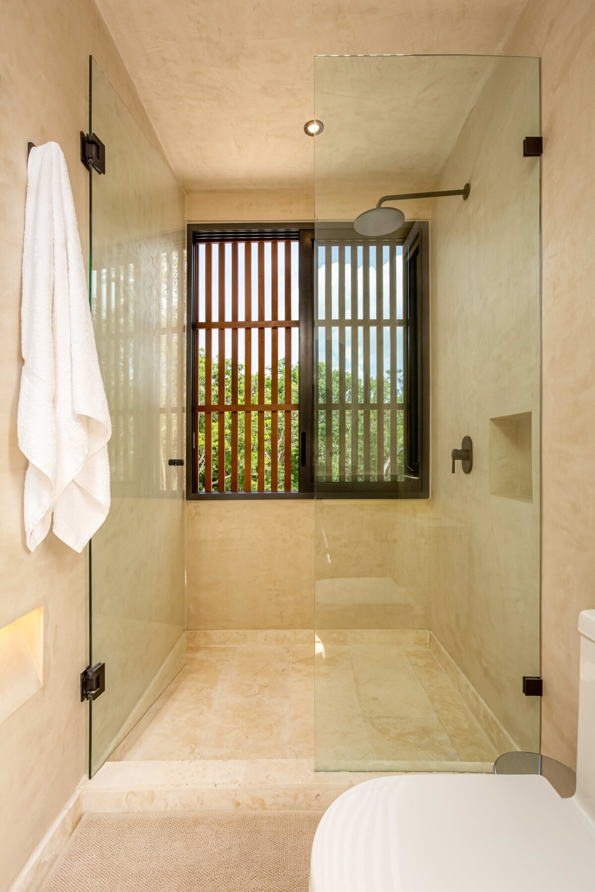 Spacious bathroom vanity with dual sinks at Luxury Jungle VIBE villa Tulum